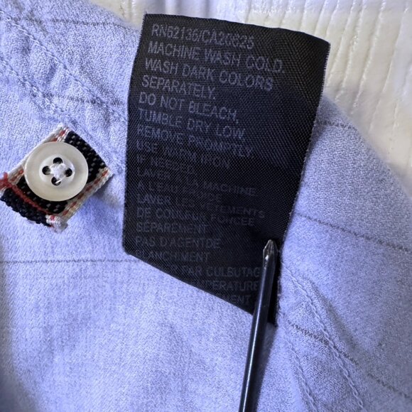 Guess Light Blue Vertical Stripe Button-Front Cotton Long Sleeve Size M Business - Picture 13 of 14